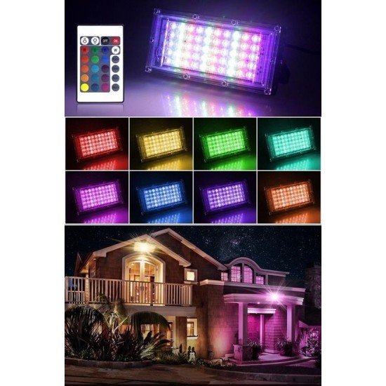 Kumandalı Led Işık Dış Cephe Aydınlatması Çok Renkli RGB Led Panel Işık PartiLed Aydınlatma