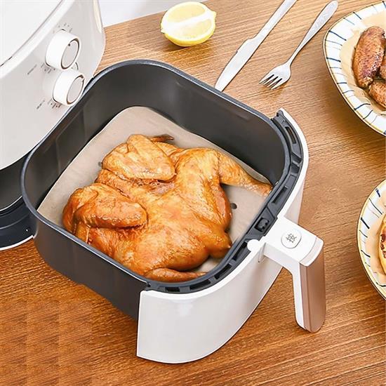 100 Adet Air Fryer Pişirme Kağıdı Tek Kullanımlık Hava Fritöz Yapışmaz Yağlı Kağıt Delikli  Model