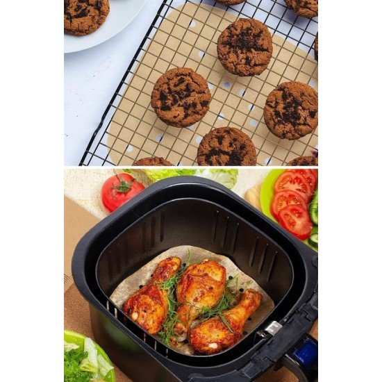 100 Adet Air Fryer Pişirme Kağıdı Tek Kullanımlık Hava Fritöz Yapışmaz Yağlı Kağıt Delikli  Model