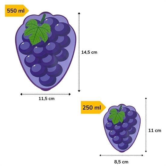 2li İç İçe Geçebilen Üzüm Model Saklama ve Beslenme Kabı Seti (550 ml + 250 ml)