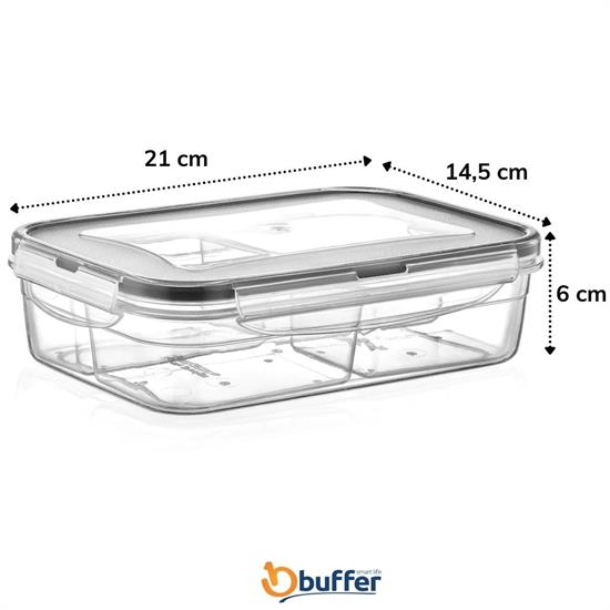 4 Bölmeli Sızdırmaz Contalı Kilitli Kapaklı 1 Litre Erzak Saklama Kabı -LC520