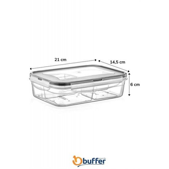 4 Bölmeli Sızdırmaz Contalı Kilitli Kapaklı 1 Litre Erzak Saklama Kabı -LC520