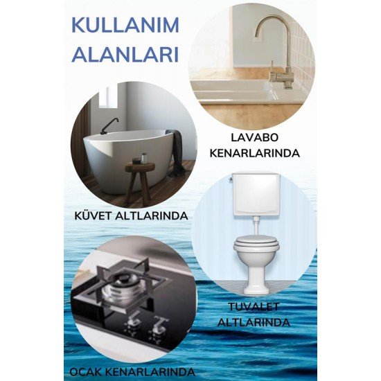 Gri Su Sızdırmaz  Banyo Mutfak Lavabo Küvet İzolasyon Şerit Bant