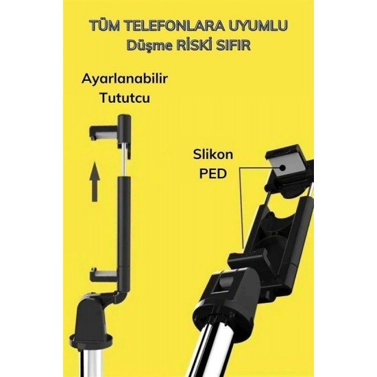 Sabitlenebilir Cep Telefon Tutucu  Ayarlanabilir Taşınabilir 3 Ayaklı Tripod Selfie Çubuğu