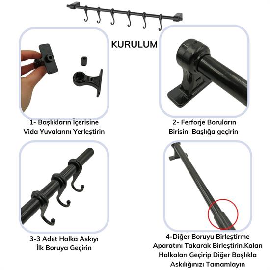 Retro Ferforje Askılı Siyah  Ahşap Kulplu Düzenleyici Mutfak Sepeti