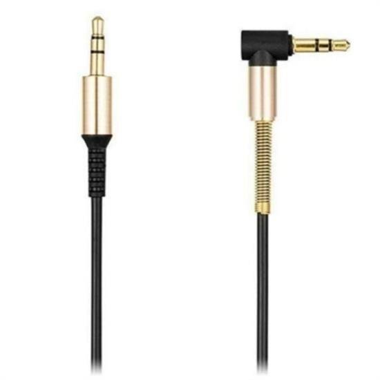 3.5 Mm Metal Başlıklı Erkek/Erkek  L Uçlu Jack Girişli Aux  Stereo Ses Aktarma Kablosu