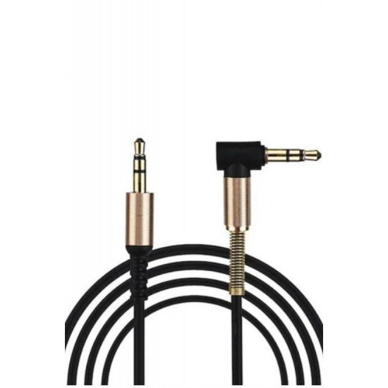 3.5 Mm Metal Başlıklı Erkek/Erkek  L Uçlu Jack Girişli Aux  Stereo Ses Aktarma Kablosu