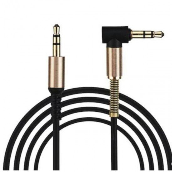 3.5 Mm Metal Başlıklı Erkek/Erkek  L Uçlu Jack Girişli Aux  Stereo Ses Aktarma Kablosu